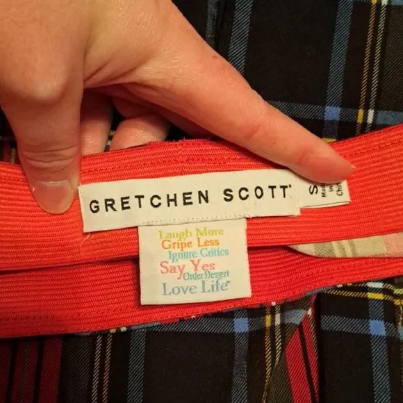 Gretchen Scott Gripe Less Tartan Pull-on Plaid Pants Size Small Ankle Crop - Picture 9 of 13